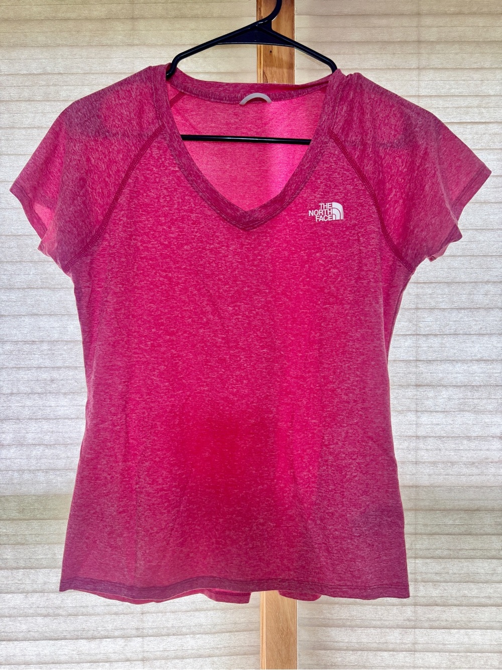 The North Face Women's Pink Heather V-Neck Short Sleeve Tee